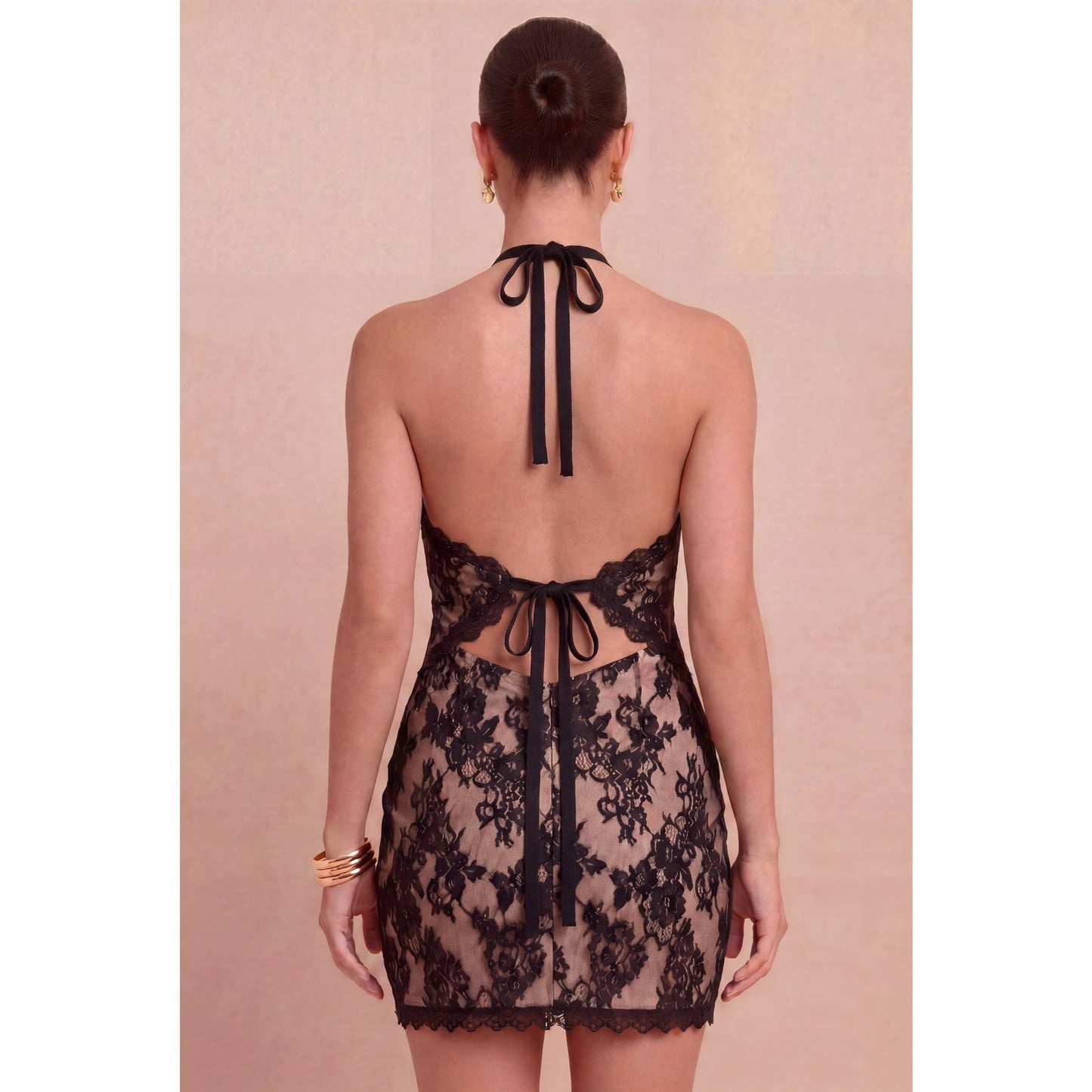 ALL OVER LACE TRIM MINI DRESS