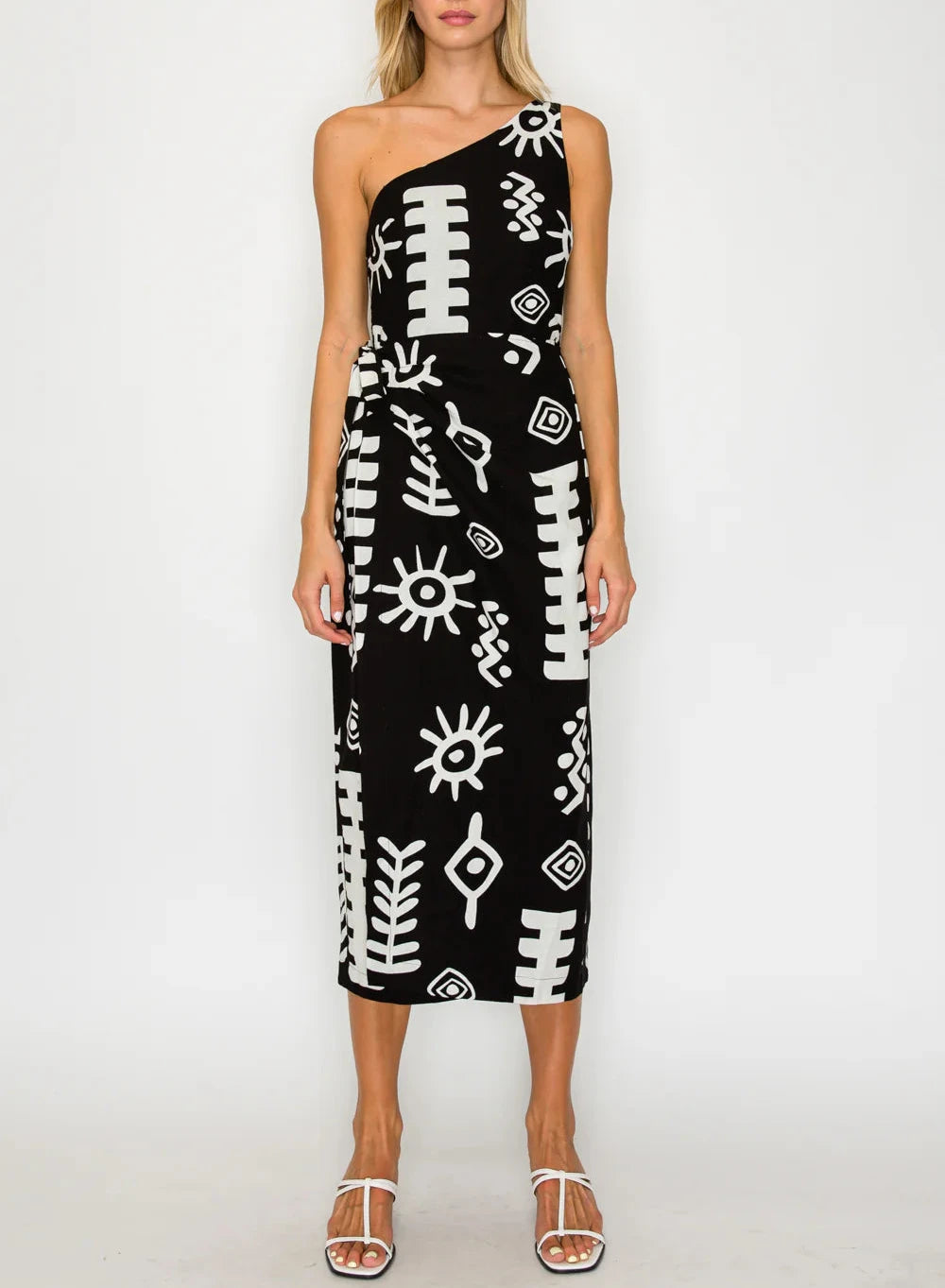 Paros Geometry One Shoulder Dress