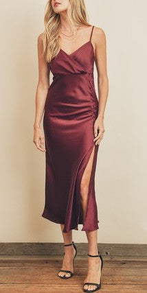 Side Button Surplice Midi