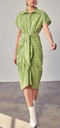 Victoria Front Tie Midi-Pistachio