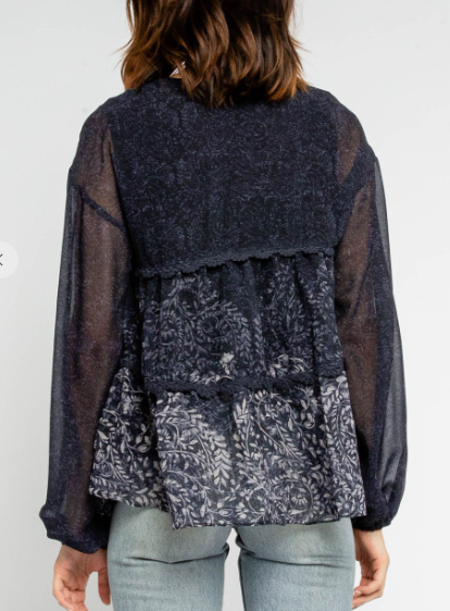 Paisley Border Peasant Blouse