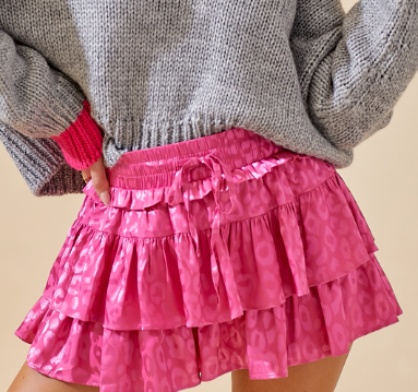 Party Animal Satin Skort-Hot Pink