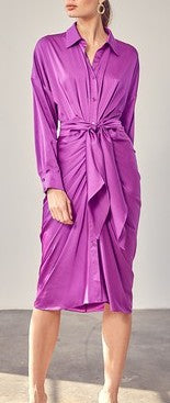 Victoria Satin Tie Front Midi