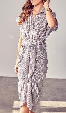 Yacht Party Midi- Brown/White Striped