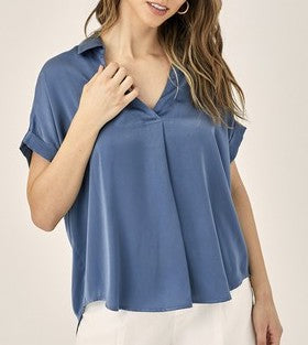 Blue Stone Satin Top