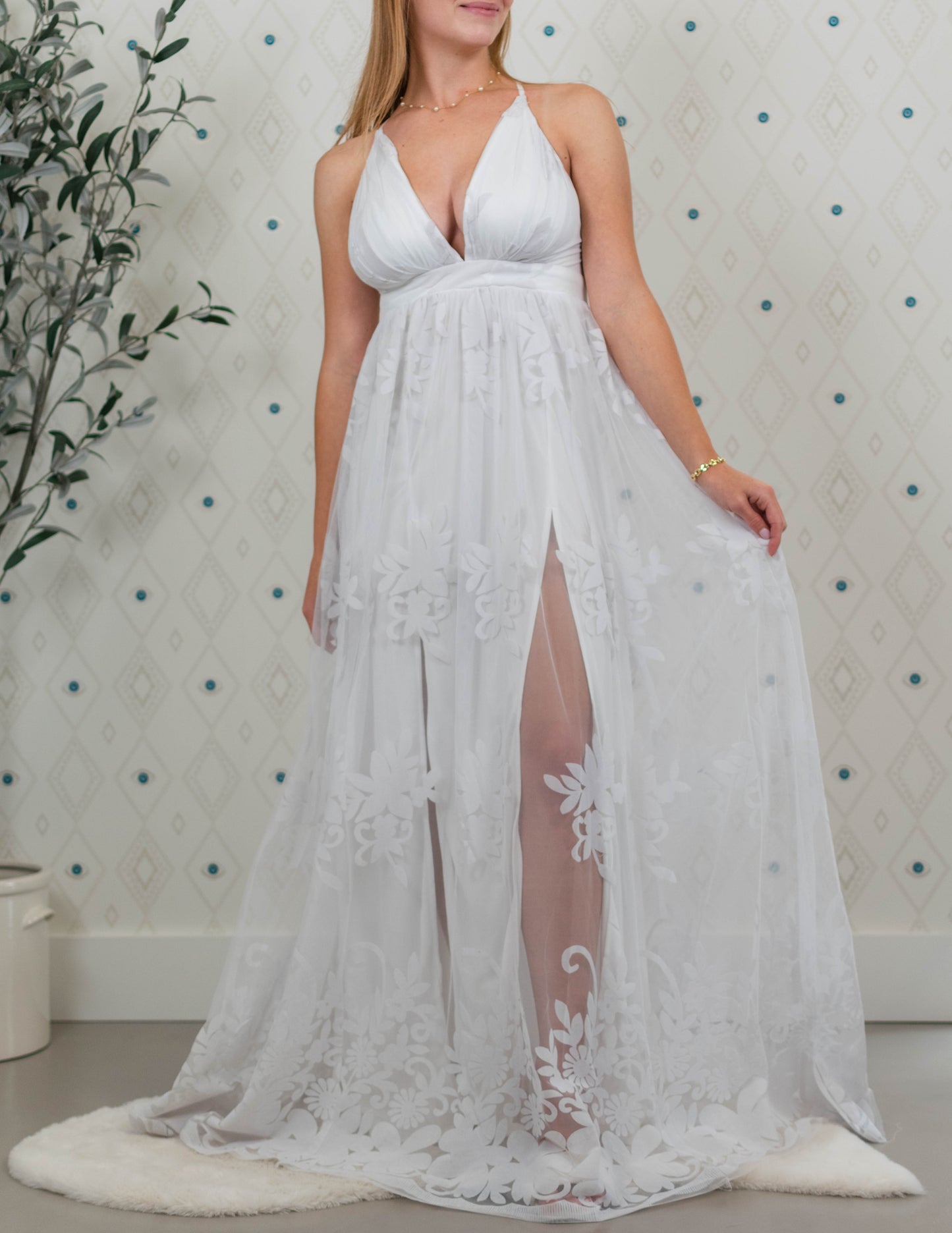 Floral Flock Mesh Maxi