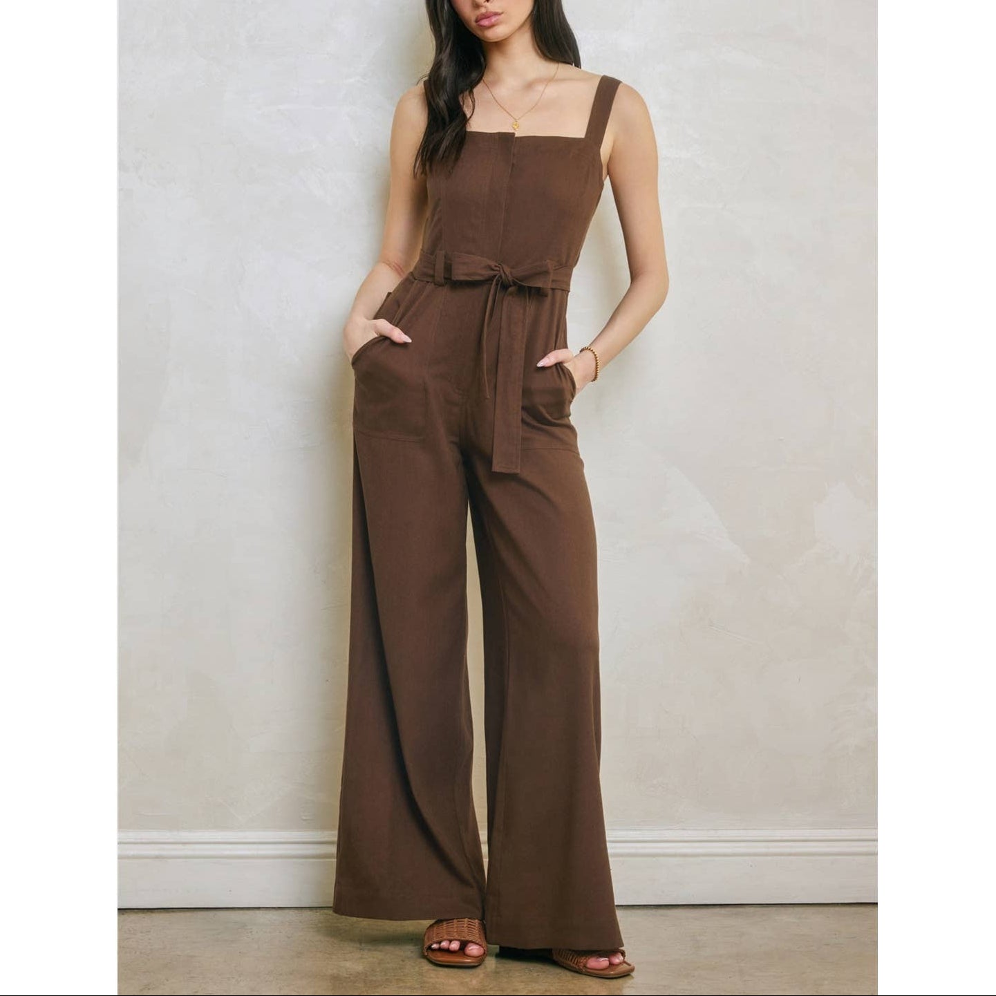 Heaven Sent Straight Neck Wide Leg Jumpsuit