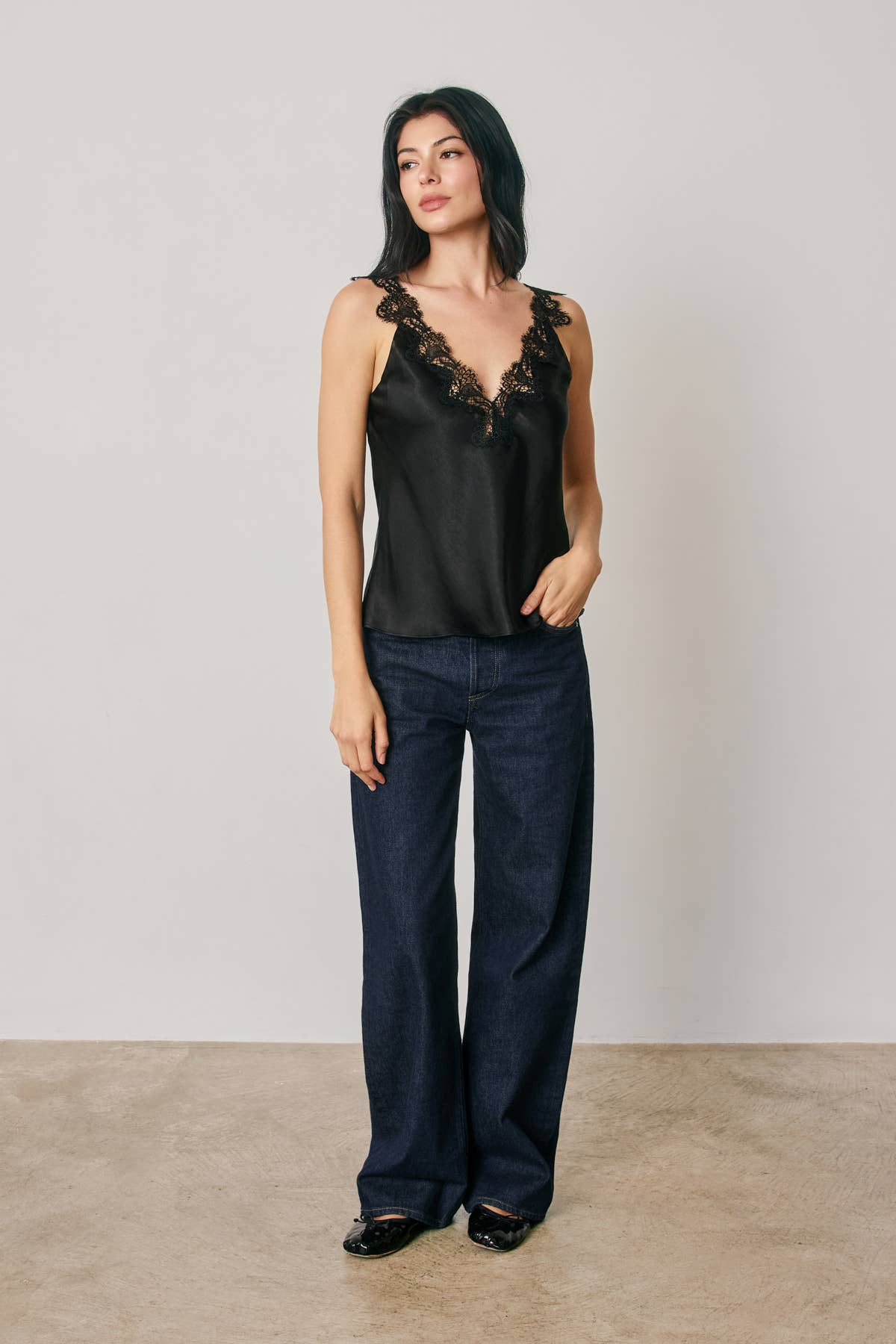 Satin Lace Trim Cami Top (1)