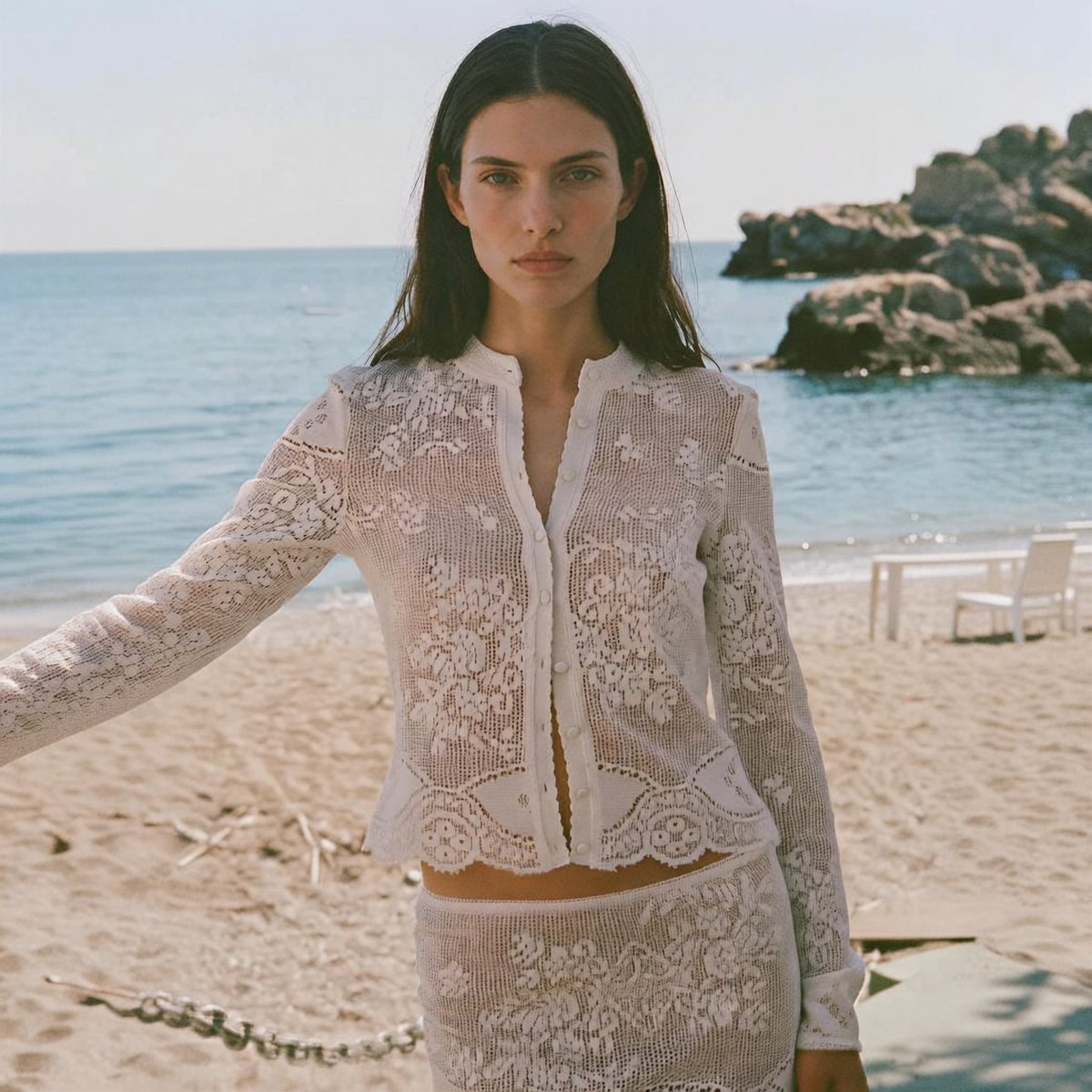 Carolina Crochet Cardigan and Mini Skirt Set