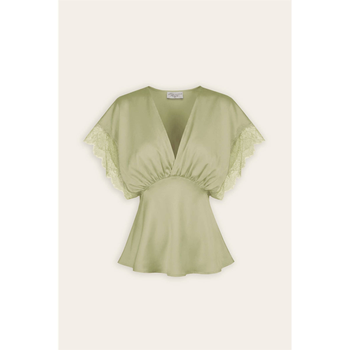 Satin Lace V Neck Blouson Top