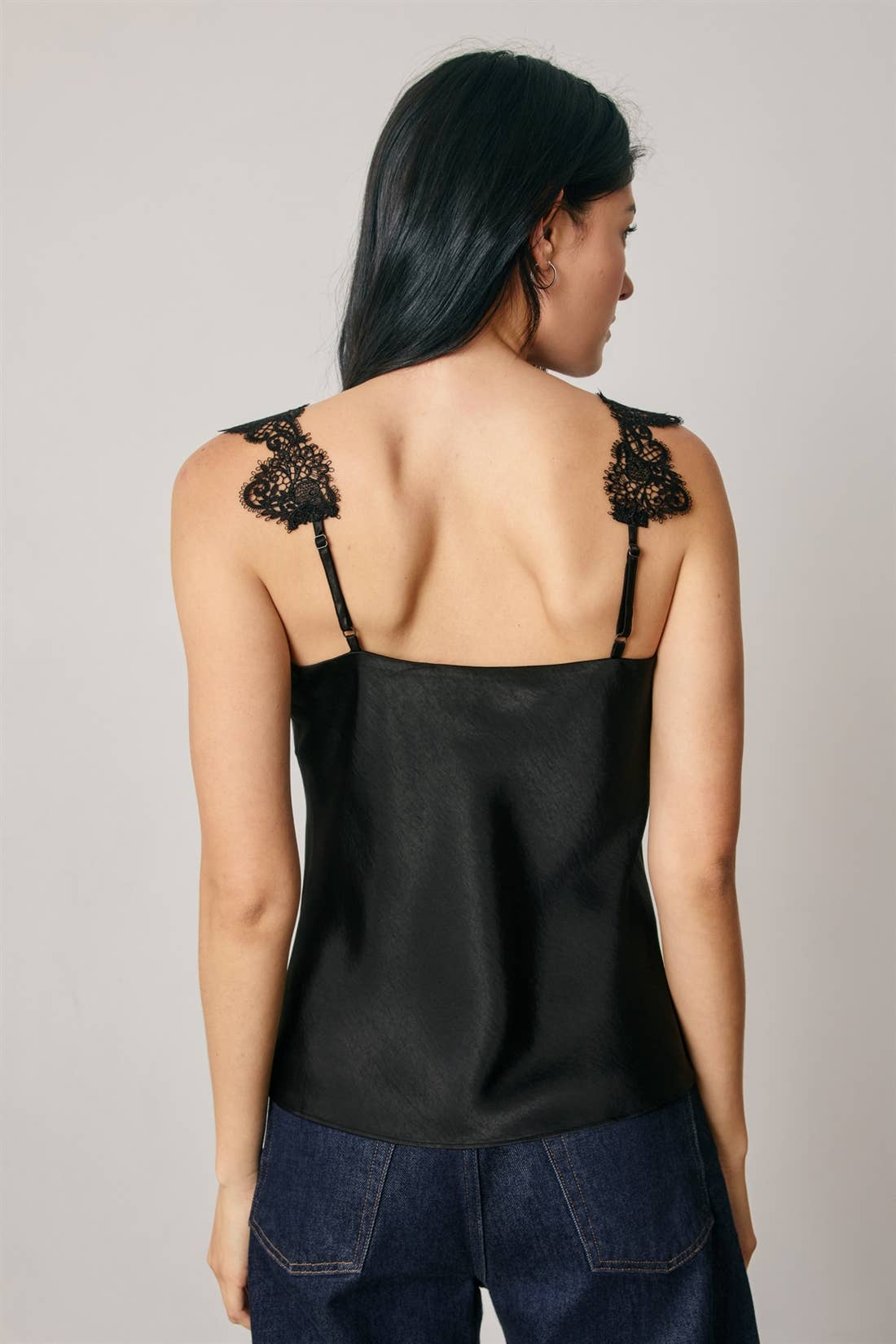 Satin Lace Trim Cami Top (1)