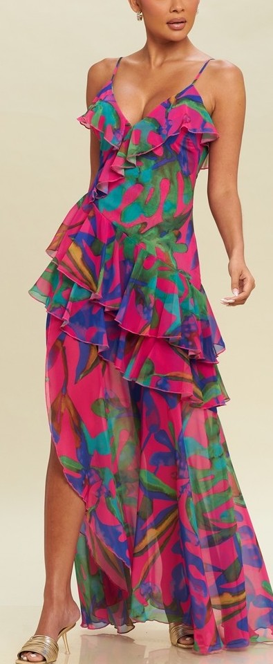 Palm Chiffon Maxi