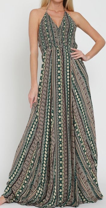 Olive Smocked Maxi