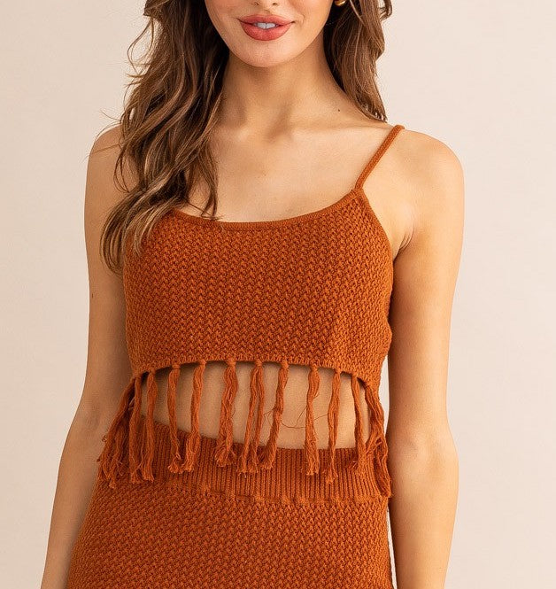 Rust Tassel Midi