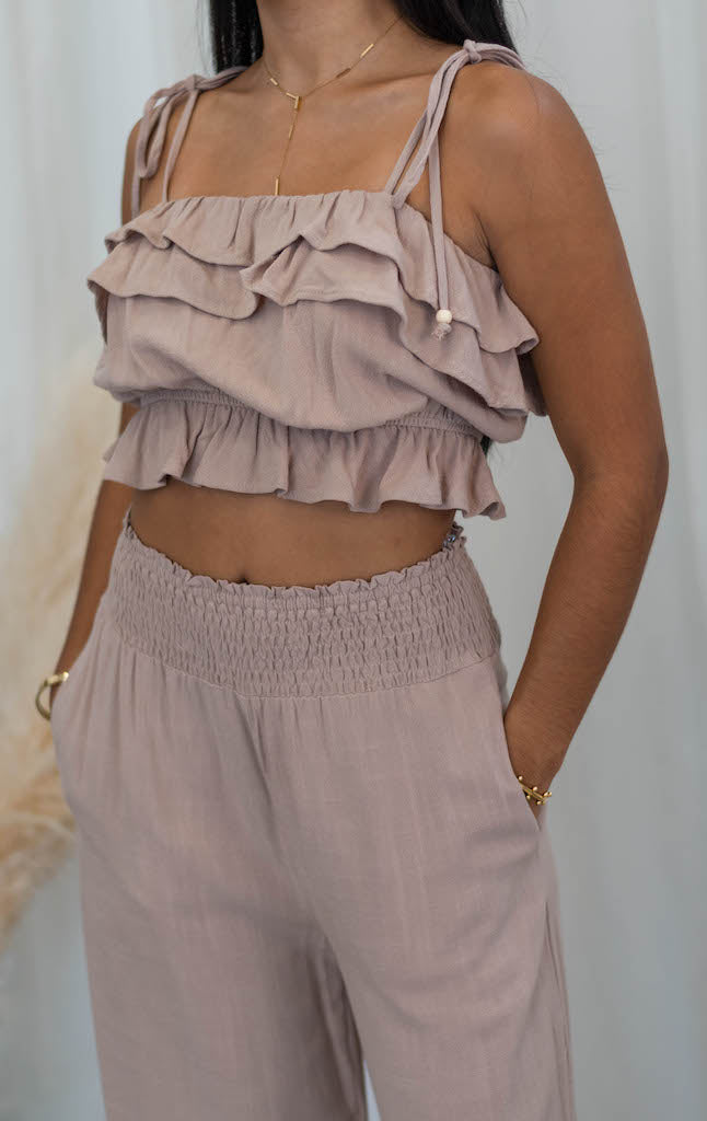 Tara Taupe Two Piece Jumpsuit