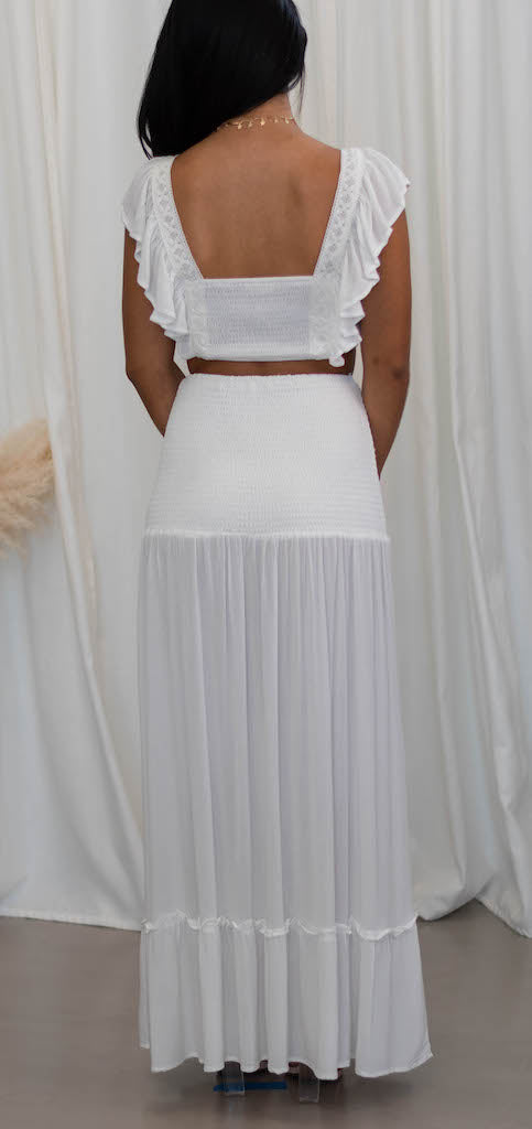 Off White Ruffle Skirt Set