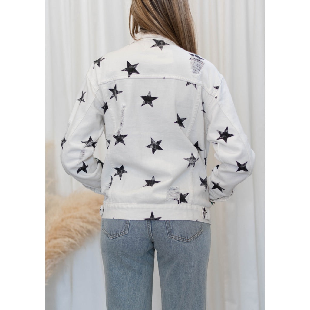 Star Printed Denim Jacket