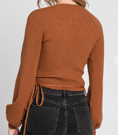 Cinnamon Knit Wrap Sweater